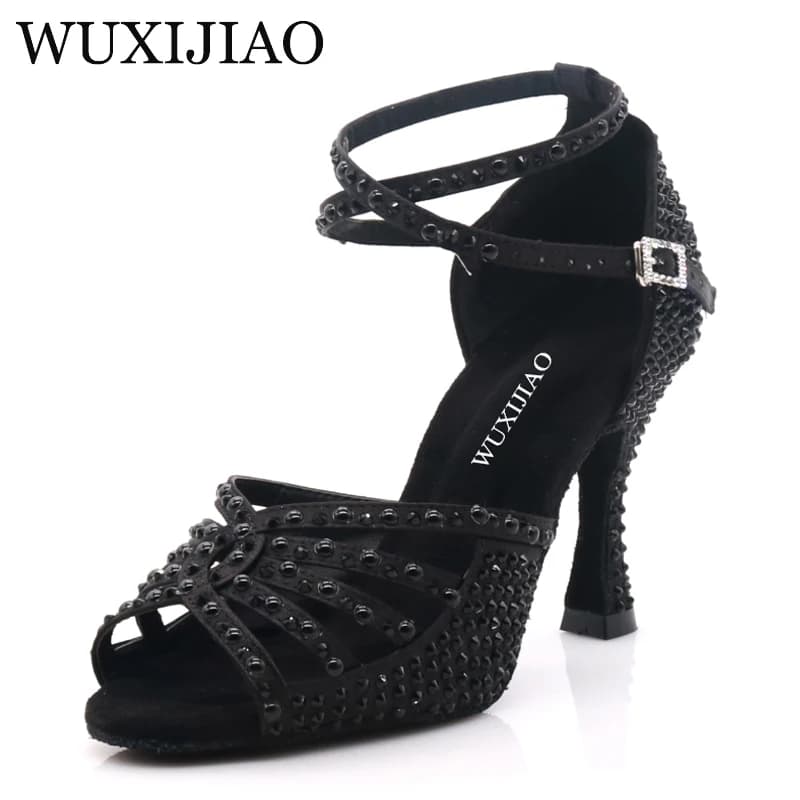 WUXIJIAO brand Latin dance high boots shoes soft sole shoes salsa ballroom ladies mesh dance shoes Cuba high heels