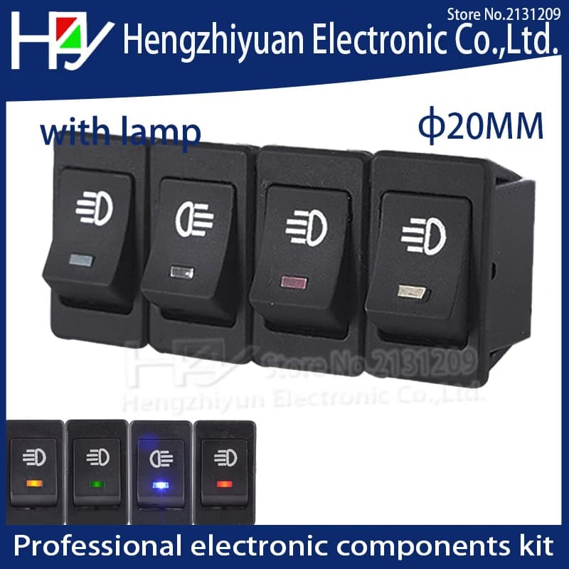 Hzy Universal Fog Light Lamp Rocker Switch LED For Car Truck Boat Dash Dashboard 12V35A Car modification Rocker Switch Blue Red