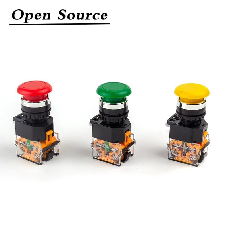 22mm LA38-11M/LA38-11MS Mushroom Head Push Button Switch Self-locking/Latching Self-reset/Momentary 10A/660V Red Green Yellow