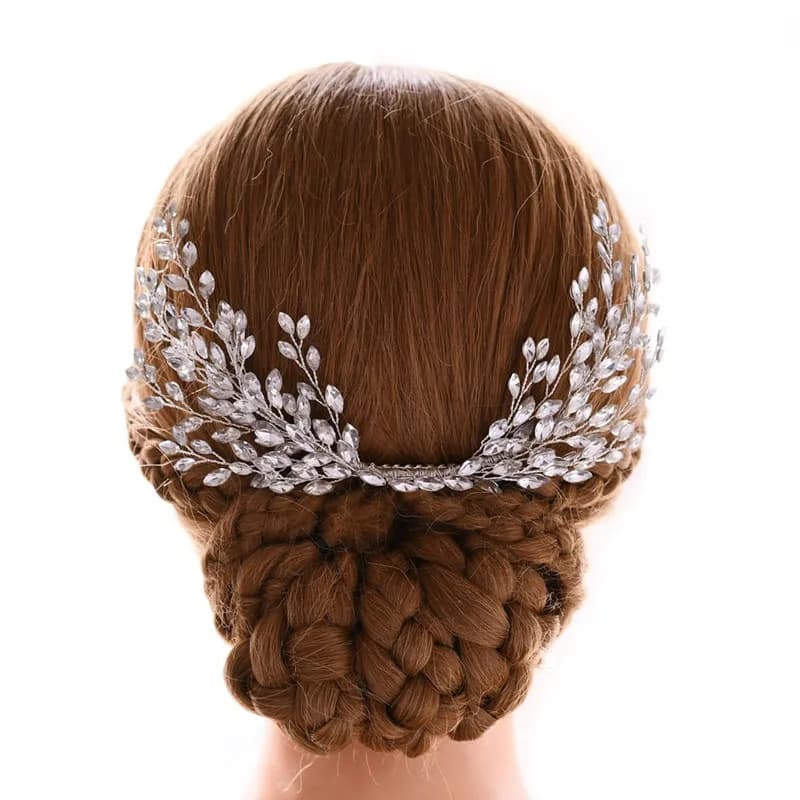 SLBRIDAL New Handmade Silver Color Clear Crystal Rhinestones Wedding Hair Comb Bridal Headpieces Hair Accessories Women Jewelry