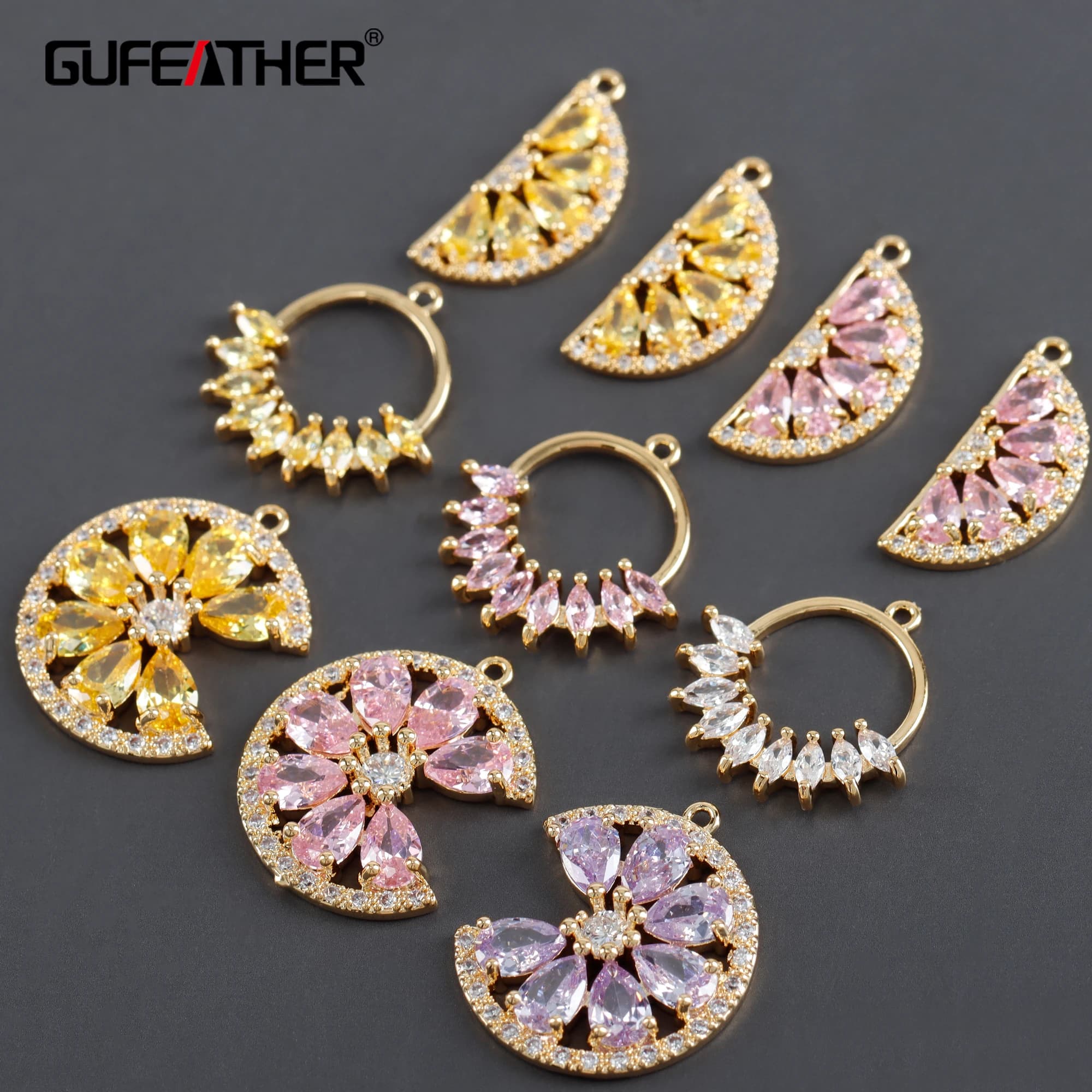 GUFEATHER M1036,jewelry accessories,pass REACH,nickel free,18k gold plated,copper,zircons,jewelry making,diy earrings,6pcs/lot