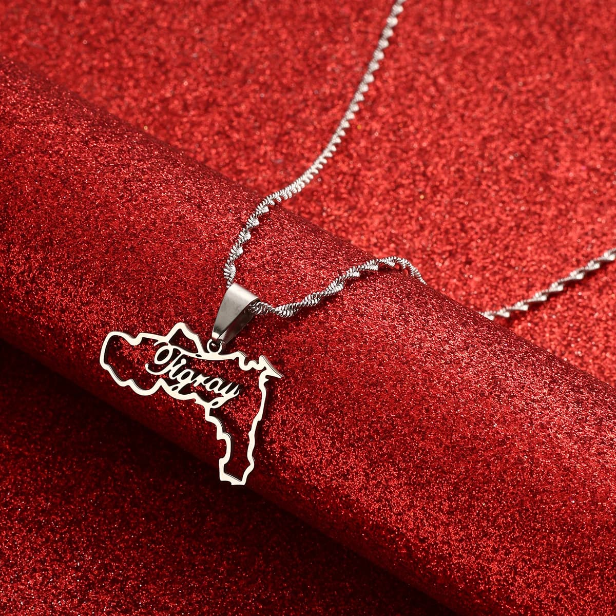 Ethiopia Tigray Region With Heart Pendant Necklaces Charm African Ethiopian Jewelry for Women Girls