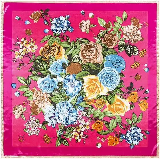 90*90cm Silk Scarf Women Fashion Designer Beautiful flowers Foulard Soft Satin Shawl Scarfs Kerchief Square Neck Headscarf