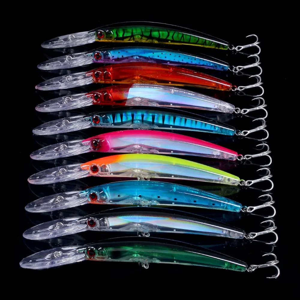 HENGJIA 17cm 23.5g Minnow Fishing Lure Laser Artificial Bait 3D Eyes Fishing Wobblers Bait Crankbaits Fishing Tackle Diving 2.5m