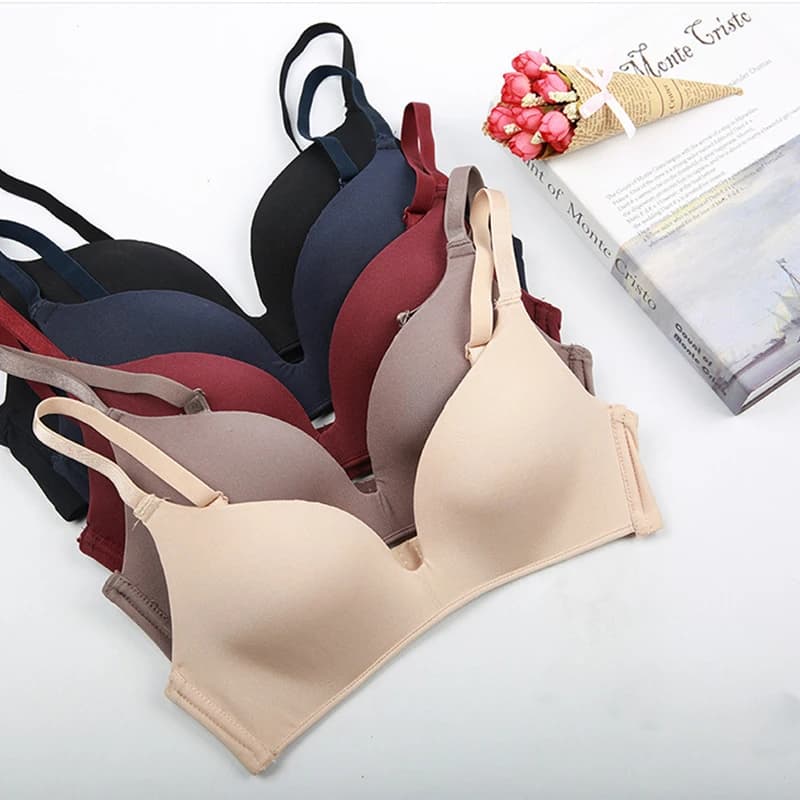 New Japanese comfortable thin bra without steel ring smooth folded thin breathable seamless underwear integrated women's Bra