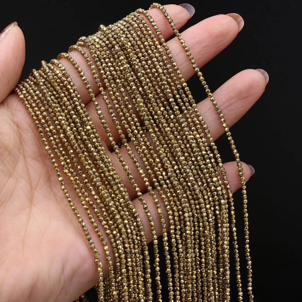 2pcs Natural Stone Shiny Beads Gold Color Faceted Spinel for Jewelry Making Diy Necklace Bracelet Accessories 14inch