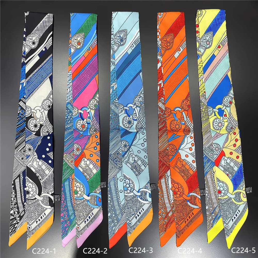 Gorgeous Saddle Print Summer Scarf 2023 Brand Design Women Skinny Bag Scarves Hair Band Neck Silk Scarf Ladies Foulard Headband