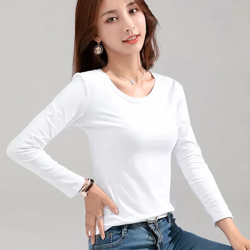 MRMT 2025 Brand New Women's T-shirt Slim Pure Cotton 95% Women T-shirt Long-sleeved for Female Thin White Tops Woman Tees Shirt