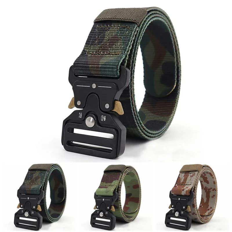 38mm Width Belts For Men Camouflage Style Tactical Belt Mens Belt Outdoor Training Quick Release Metal Zinc Alloy Buckle