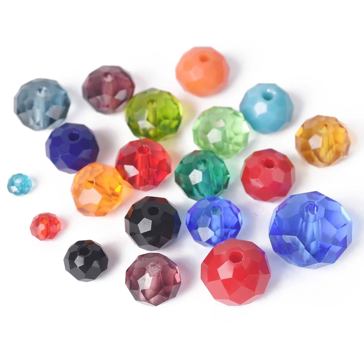 Solid Color 3x2mm 4x3mm 6x4mm 8x6mm 10x7mm 12x8mm Rondelle Faceted Czech Crystal Glass Loose Spacer Beads for Jewelry Making DIY
