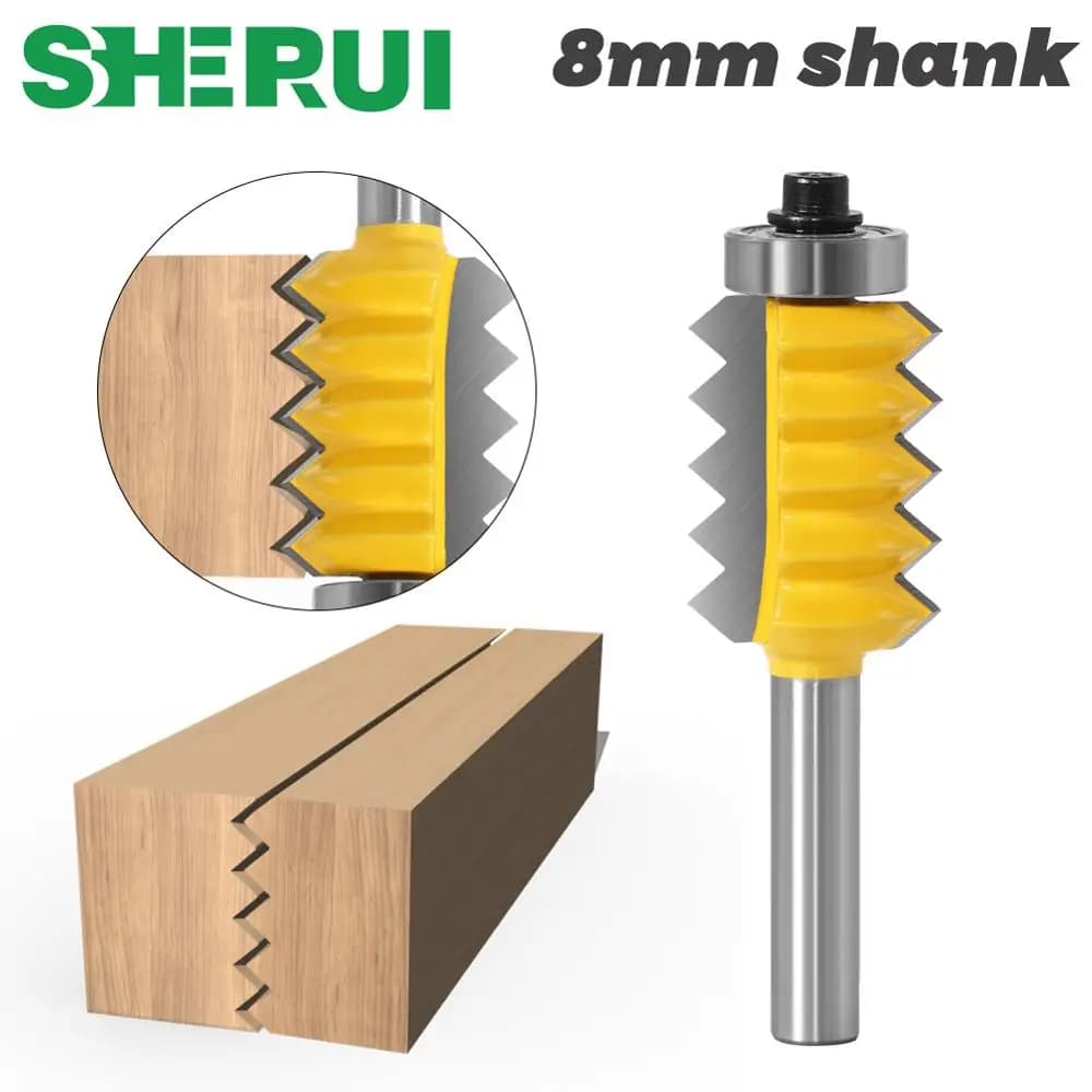 8mm Shank Raised panel"V"joint Bits Finger Joint Glue Milling Cutter for Wood Tenon Woodwork Cone Tenon Milling Tenoning Machine