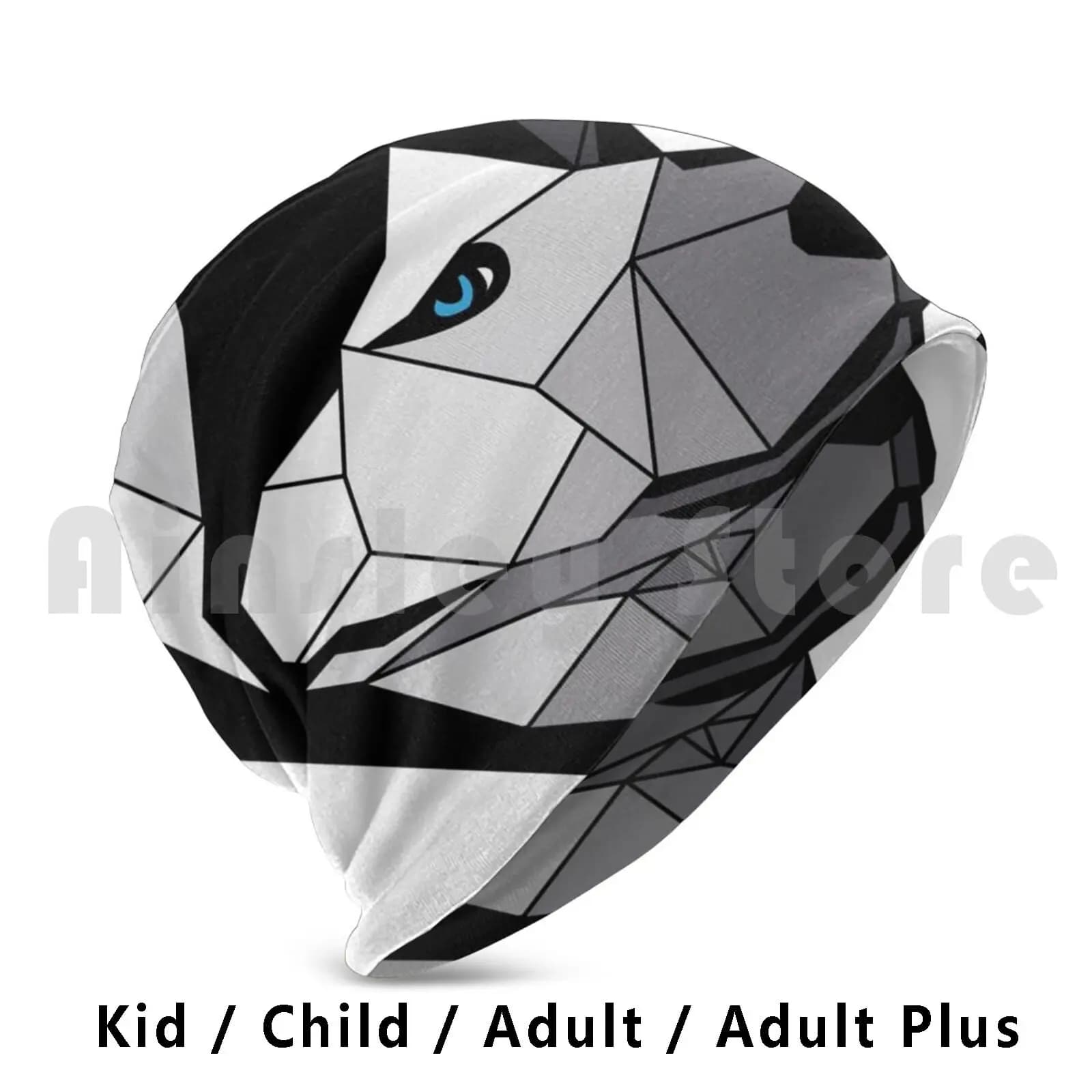 Cool Dog Beanies Pullover Cap Comfortable Husky Dog Underdog Siberian Wolf Blue Eyes Geometric