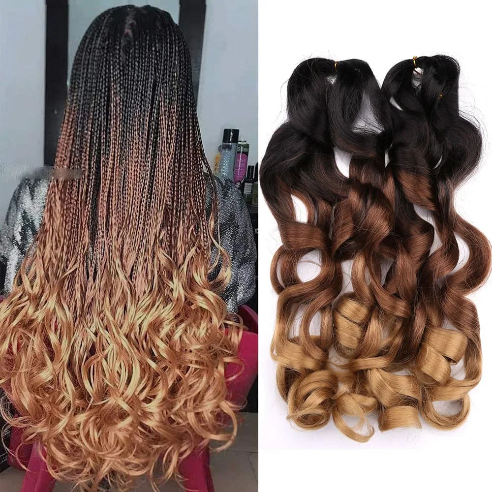 Synthetic Loose Wave Braiding Hair Extensions Spiral Curls Crochet Hair Pre Stretched French Curls Ombre Braids Hair For Women