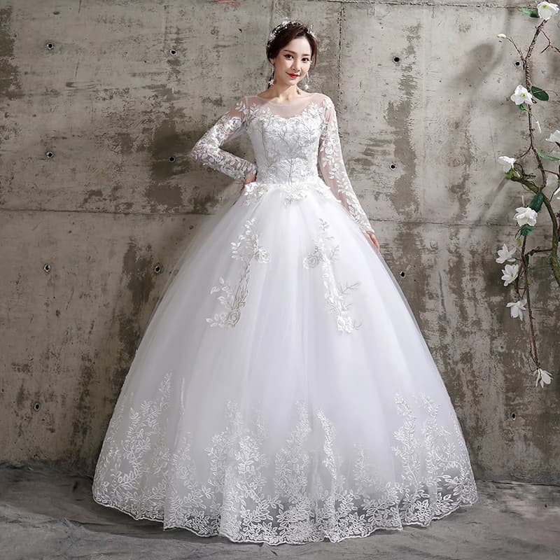 Wedding Dress 2024 Birde Long Sleeve Ball Gown Luxury Lace Wedding Dresses Vestido Noiva Robe Mariee Plus SizeCustomized