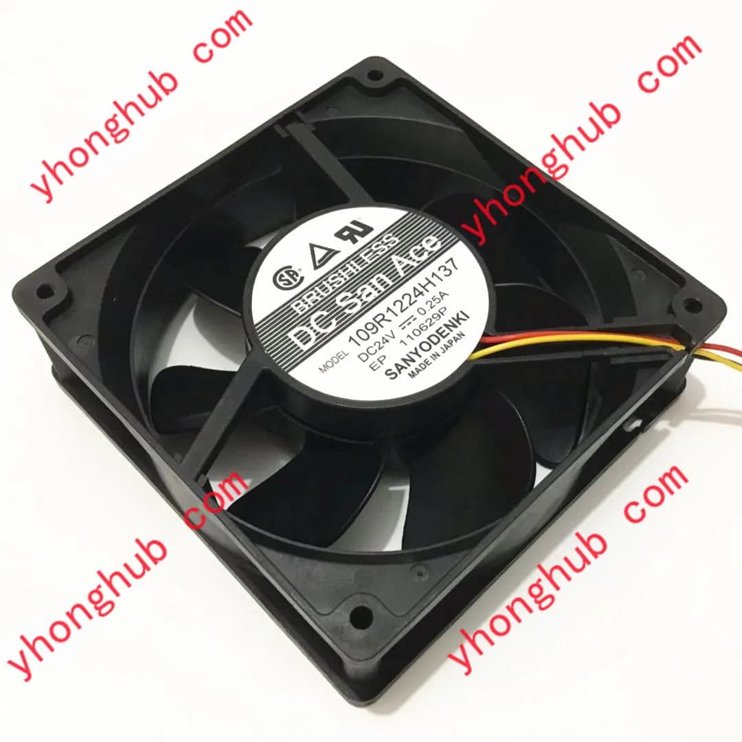 SANYO DENKI 109R1224H137 DC 24V 0.25A 120x120x38mm 3-Wire Server Cooling Fan