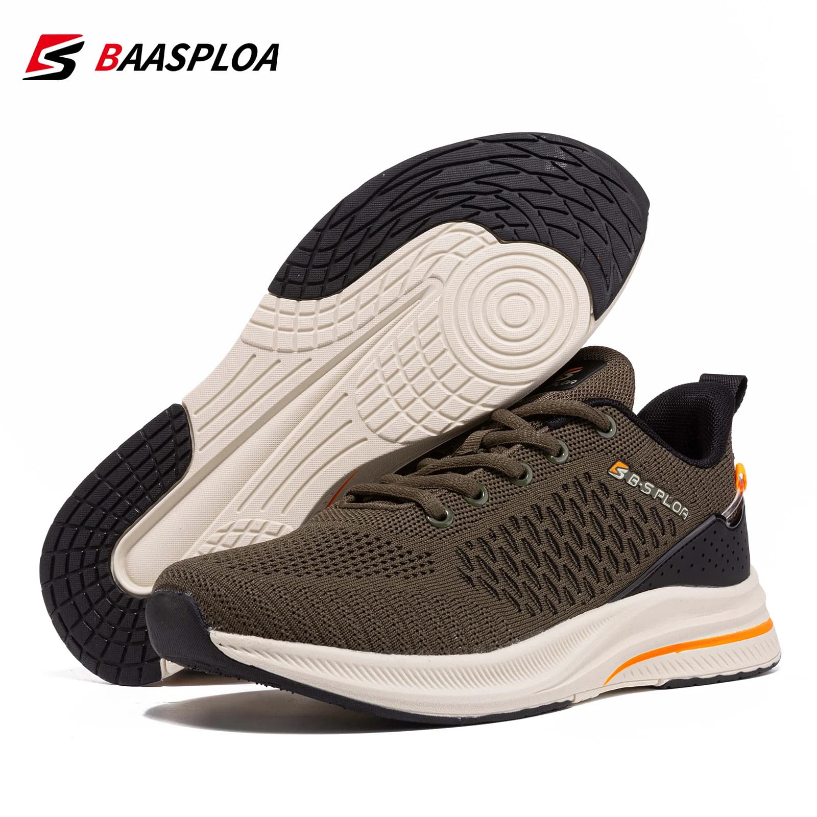 Baasploa Men Knit Casual Walking Shoes Breathable Trendy Sneakers Original Light Weight Shock Absorption Trail Running Shoe