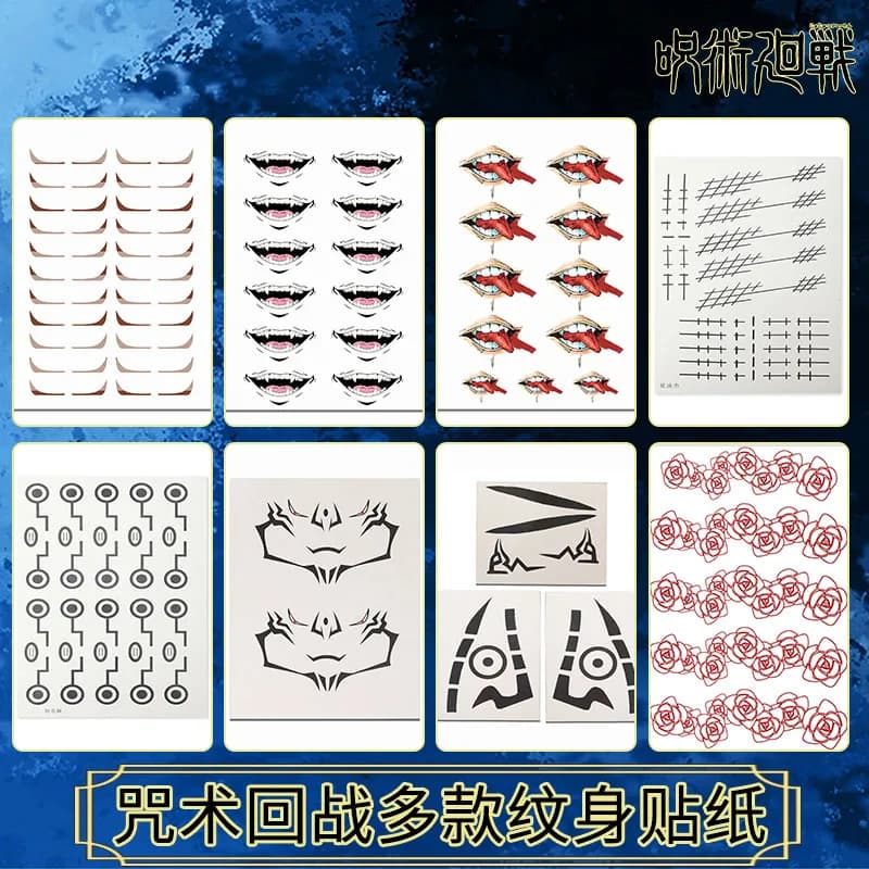 Jujutsu Kaisen Cosplay Props Unisex Yuji Itadori Toge Inumaki Nobara Cosplay Tattoo Stickers