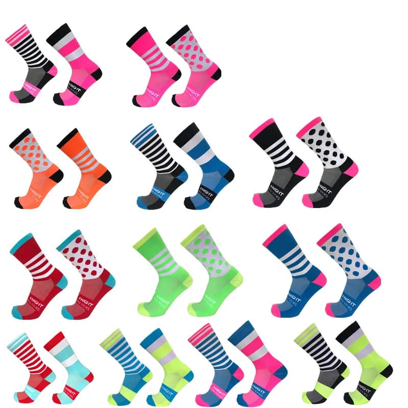 New stripe Dot Cycling Socks Top Quality Professional Brand Sport Socks Breathable Bicycle Sock Outdoor Racing Running Socks