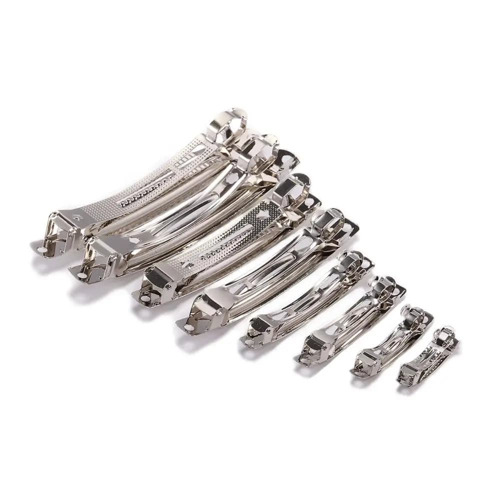 10pcs/lot 3/4/5/6/8/9.8cm Rhodium Spring Hair Clips Automatic Clip Blank Width Setting For DIY Jewelry Making Base Accessories