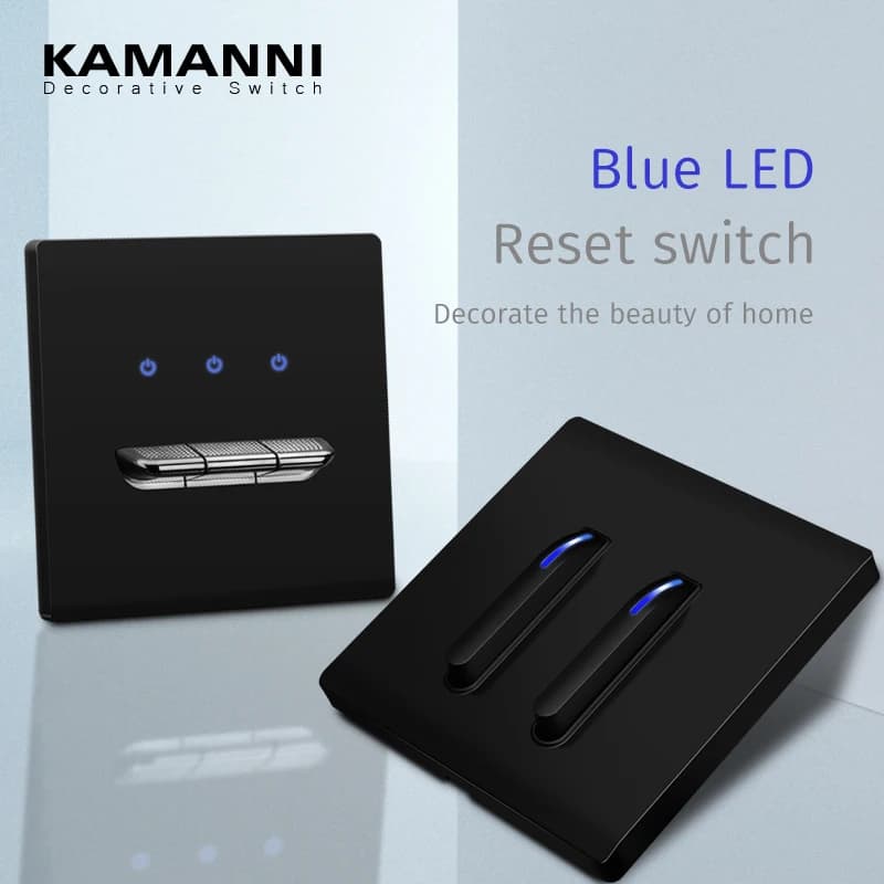KAMANNI Piano Key Design Automatic Reset Light Switch European Style French Socket 1/2/3/4gang, 1/2Way Switch Socket With USB