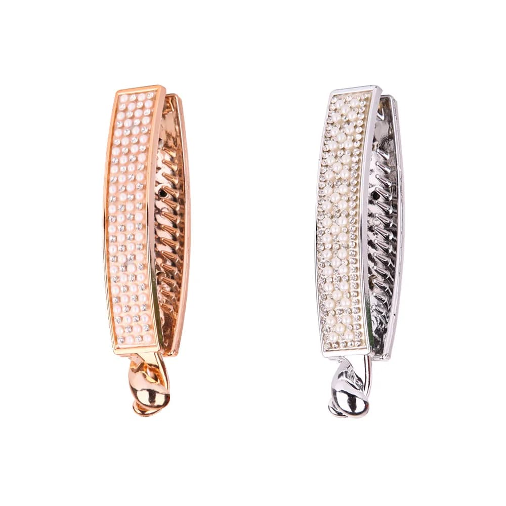 New Fashion Pearl Leopard Print Rhinestones Banana Cone Clip Bangs Women Girl Barrette Hair Accessories Headdress