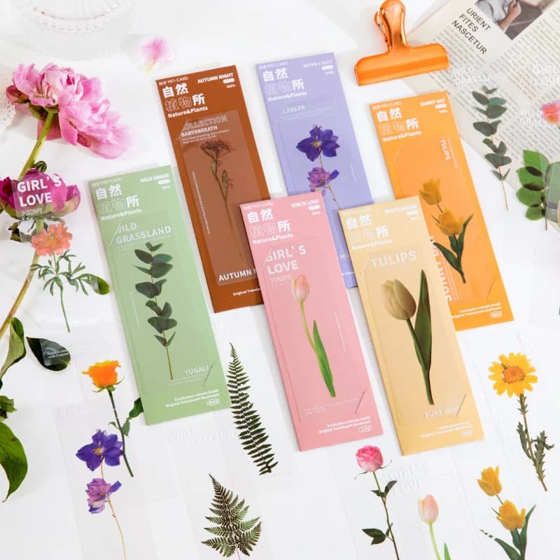 5 pcs/set flower style Bookmark PVC Reading Book mark Book Page Marker Stationery Supplies gift