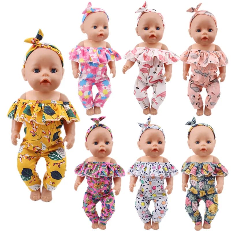 Doll Clothes 18-Inch Strapless Jumpsuit 2 Piece, Jumpsuit + Hair Band For 18 Inch American&43Cm Baby New Born Doll Clothes