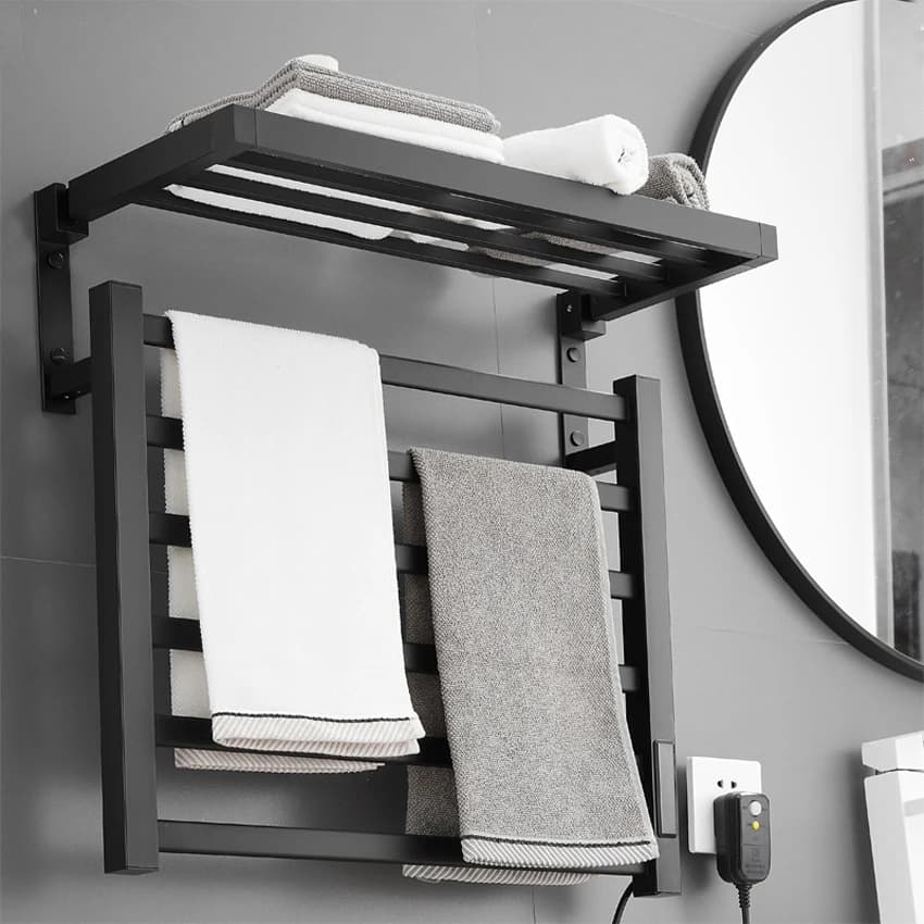 Electric Towel Warmer With LED Timer 1-8Hour Electric towel rack Aluminium Alloy Towel Warmer Rack 55W 220V 45/50/55℃ Adjustable
