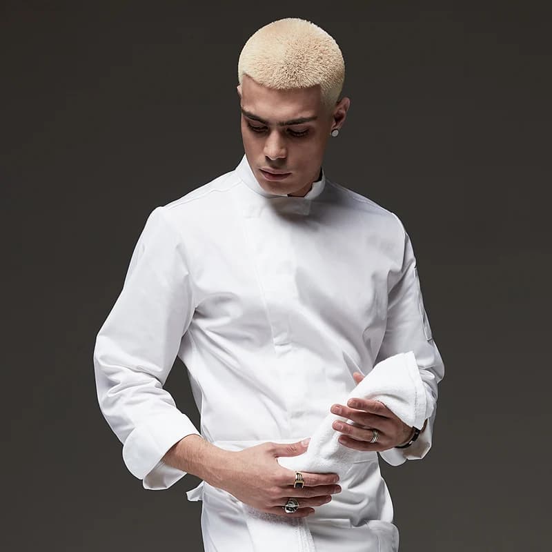 Autumn/Winter Men's Kitchen Jacket Long Sleeve Hotel Professional Chef Uniform Restaurant Gray Cook Clothes Food Service