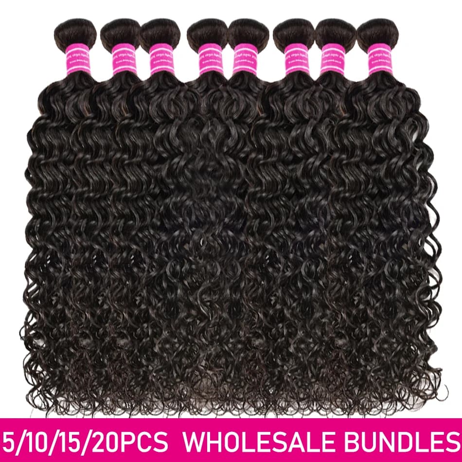 10A Grade WholeSales 2 3 4 5 10 Pcs Water Wave Bundle Deals Virgin Human Hair Extension Brazilian Water Wave Curly Hair Bundles