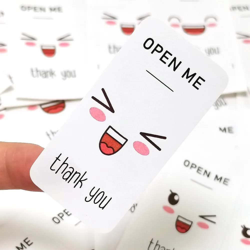 100pcs/25sheets Cute Open Me Stickers Thanks Your Labels for Small Business Package Decoration, Envelope Seal Shipping Stickers
