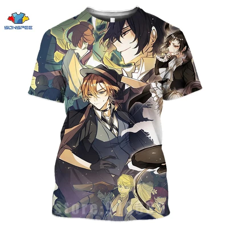 Cosplay Bungou Stray Dogs Shirt 3D Print Detective Suicide Comics Tshirts Oversized Men's T-shirts Graphic Women Gym Clothing