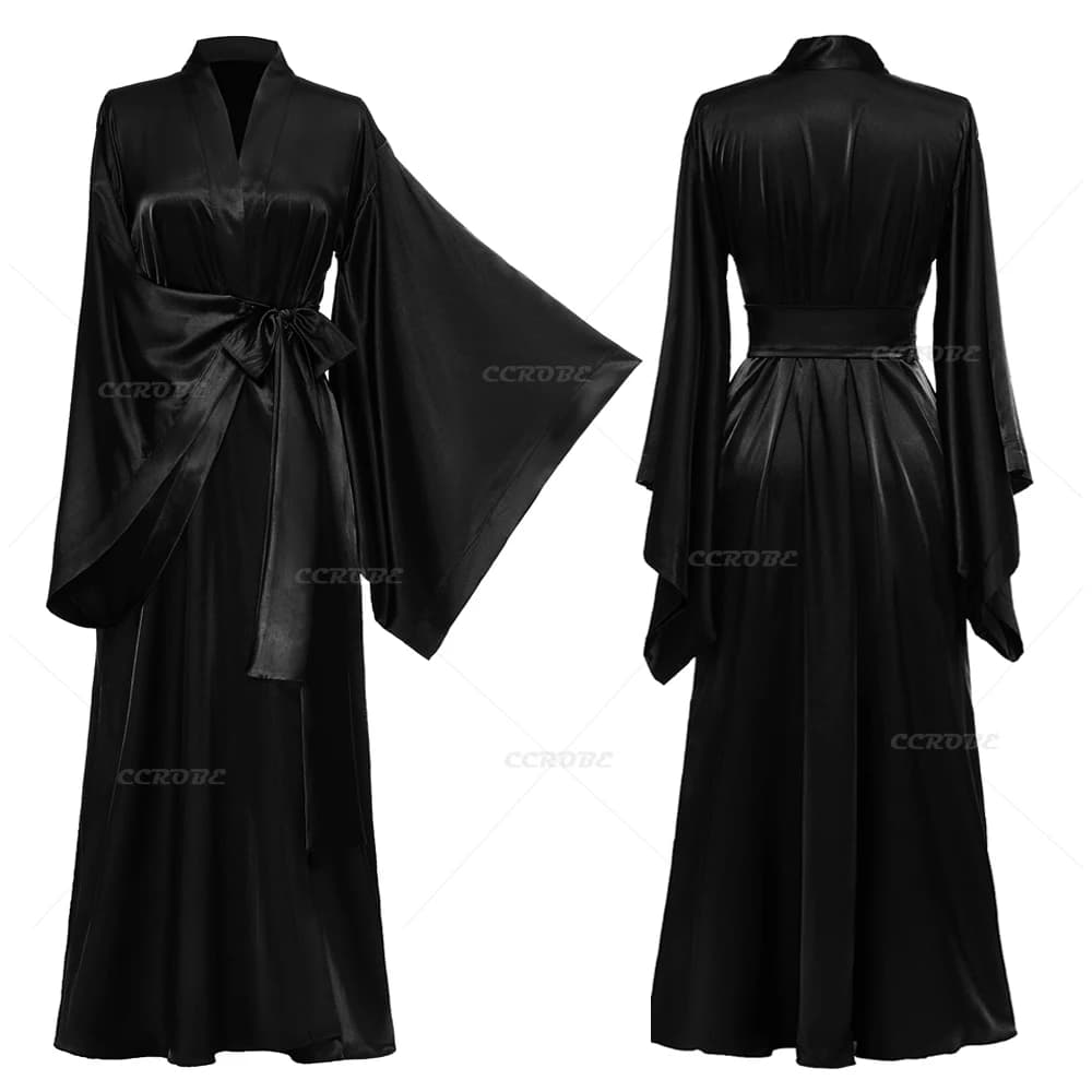 Silk Bathrobe for Women Long Kimono Robes Boudoir Bridal Robe Wedding Dressing Gown V-neck Nightgown Pajamas