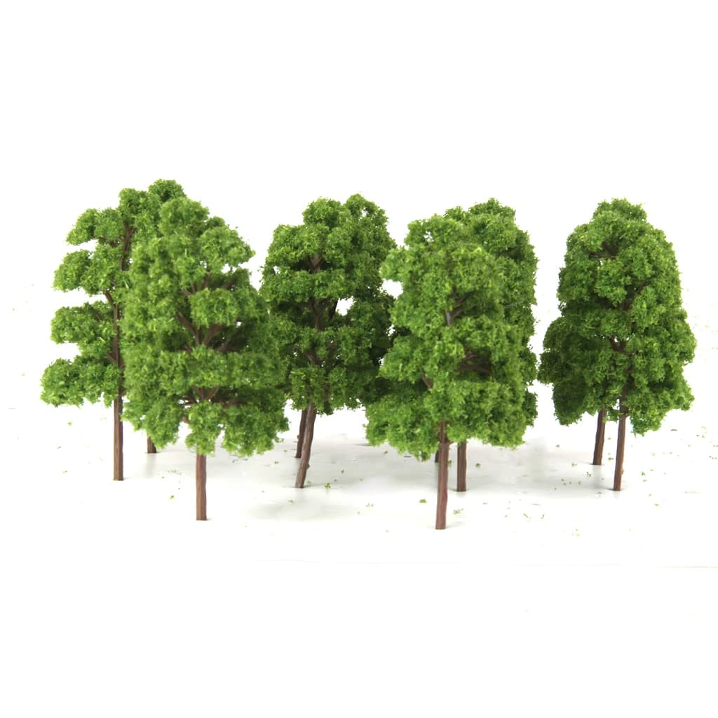 10 Green Model Trees 1:75 HO Scale Train Railway War Game Diorama Scenery