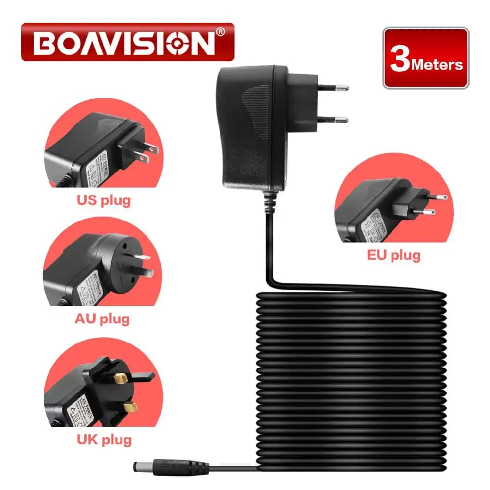 DC 12V 2A 3 Meters Length Power Supply Adaptor Security Professional Converter EU Plug For CCTV Camera RXZ12V 2A