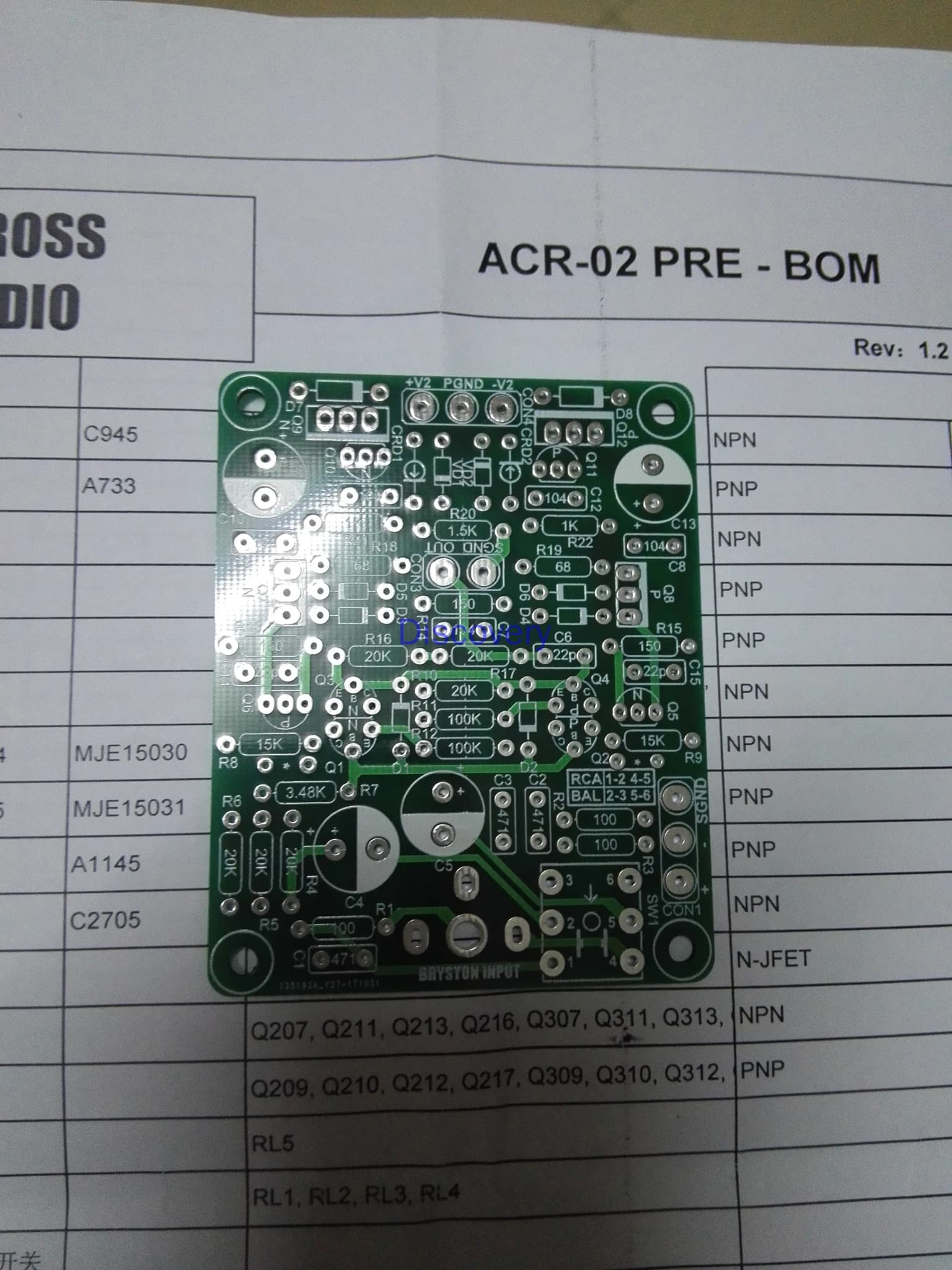 Suitable for BRYSTON 3B 4B 28B RCA and BAL Input Boards, Two Boards Are Required for Dual-channel