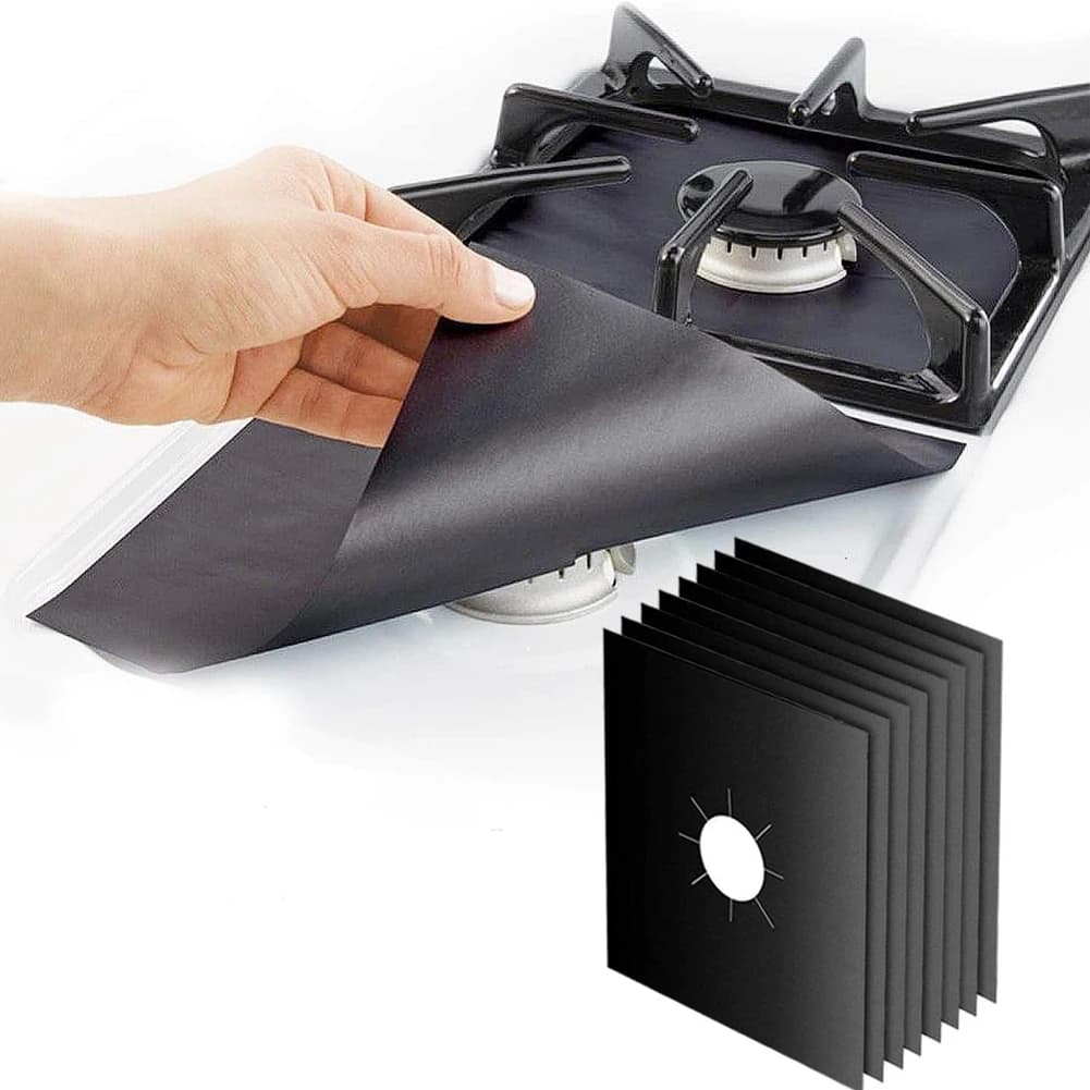 4pcs Stove Burner Cover Reusable Foil Cover Gas Stove Protector Non-Stick Stovetop Burner Sheeting Mat Clean Liner For Kitchen