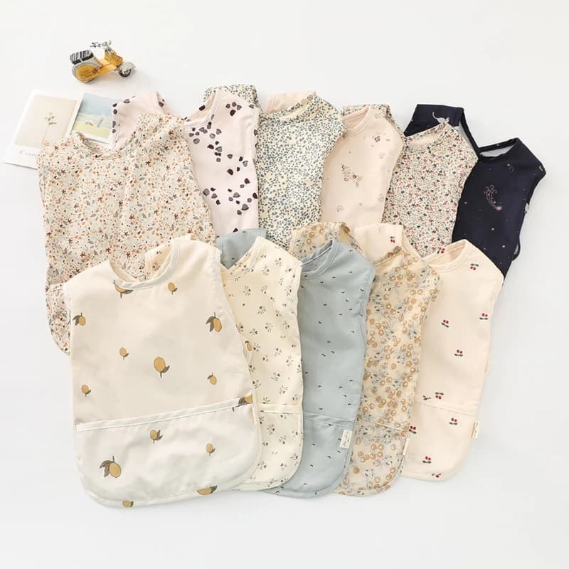 Waterproof Washable Baby Bib Burp Cloth with Pocket Bag Sleeveless Toddler Apron Smock Feeding Bibs Baby Stuff For 6-18 Months