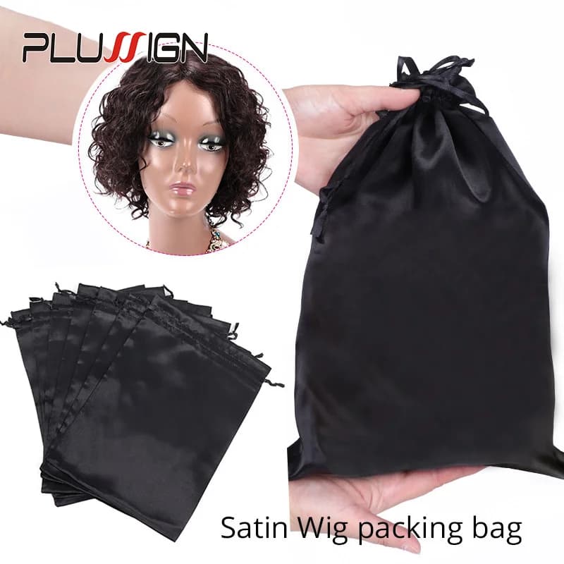 Satin Storage Bags 25*35cm wig storage Satin Wig Bags Black Pink Soft Silk Wig Bag For Hair Wig Packaging Tools