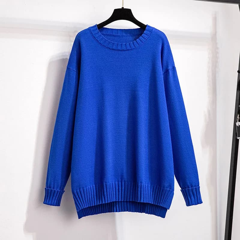 170Kg Plus Size Bust 160cm Spring Autumn Loose Pullover Fashion Round Neck Long Sleeve Knitted Sweater 6XL 7XL 8XL 9XL 10XL