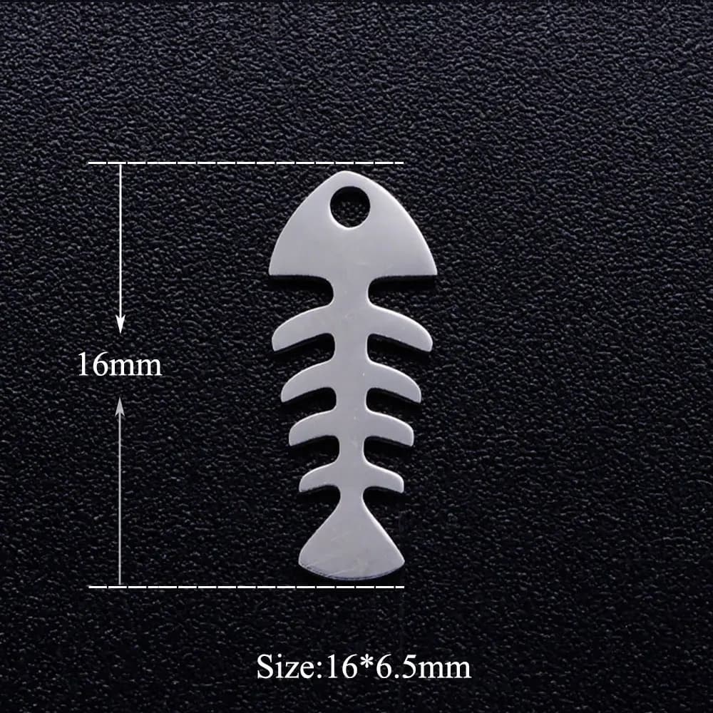 5pcs/lot Fish Bone Stainless Steel DIY Charms Wholesale Jewelry Making Charm Jewelry Finding Supplies Factory Sale Never Tarnish