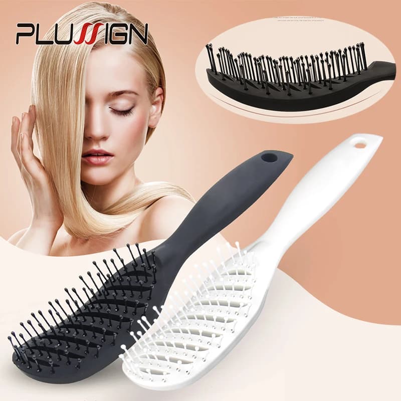 Professional Plussign Portable Travel Folding Hair Brush Compact Pocket Hair Comb Double Headed Anti Static Comb 4 Colors