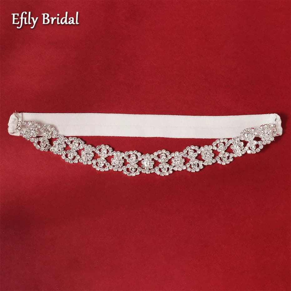 Efily Rhinestone Bridal Garter Belt Wedding Accessories for Women Crystal Applique Bride Leg Suspender Party Bridesmaid Gift