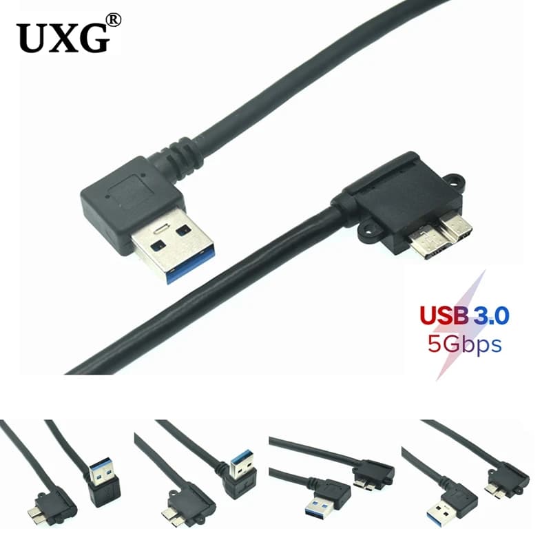 20cm USB 3.0 Right Angled A Male To Micro B Male 10 Pin Short Adapter AM/ MicroB Cable for Mobile HDD