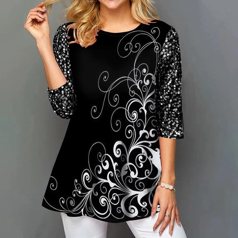 Big Size 5XL Printed Women's Tunics Blouse Black Half Sleeve Female Tunic Tops 2021 Summer New Casual Fashion Ladies Blouses