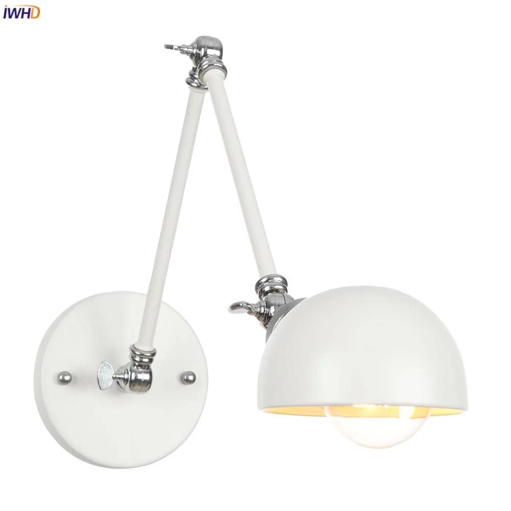 IWHD White Swing Long Arm Wall Light Fixtures Adjustable 4W Edison 110V-220V Industrial Decor Vintage Wall Lamp Sconce Luminaria