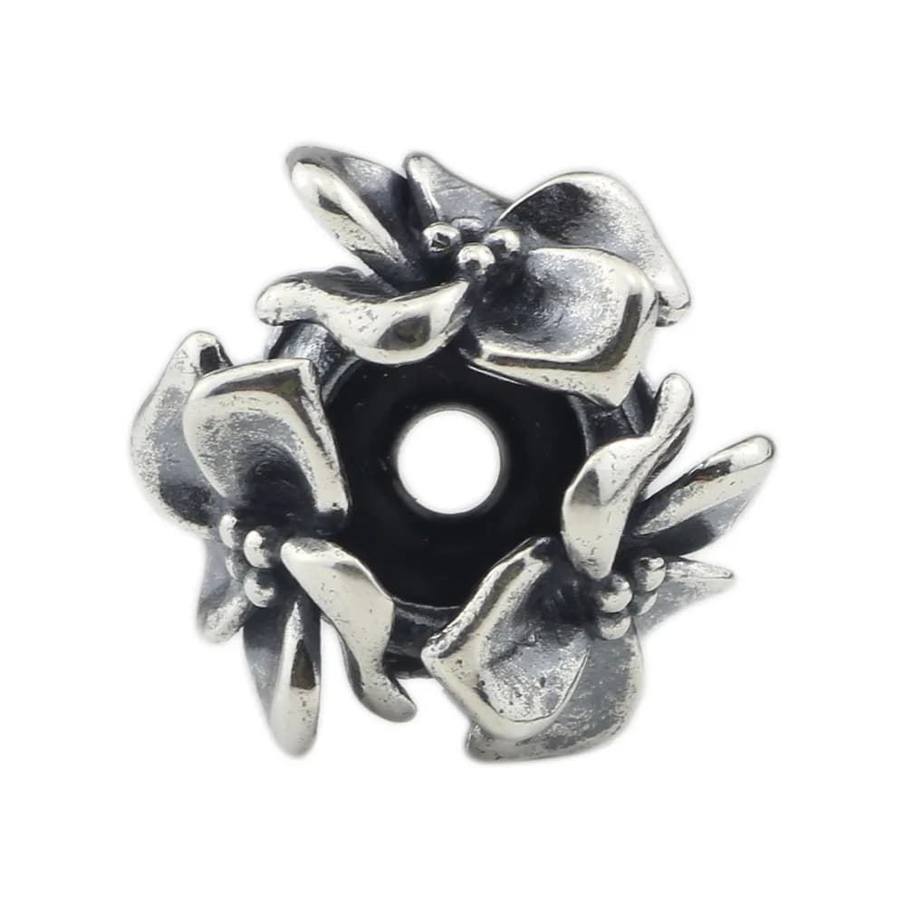 Beads Hunter 925 Sterling Silver Flower Spacer Stopper Bead Charm Fit European Troll 3mm Bracelet Jewelry