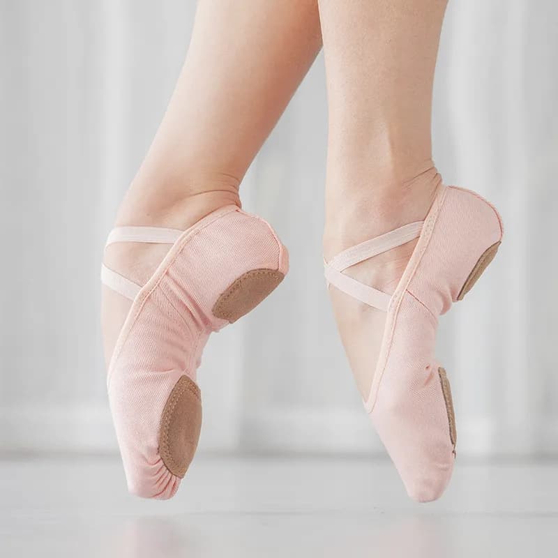 Wholesale Cheap OEM Ballet Pink Foldable Women Gilrs Split Sole Canvas Soft Dance Wear Stretch Ballet Shoes