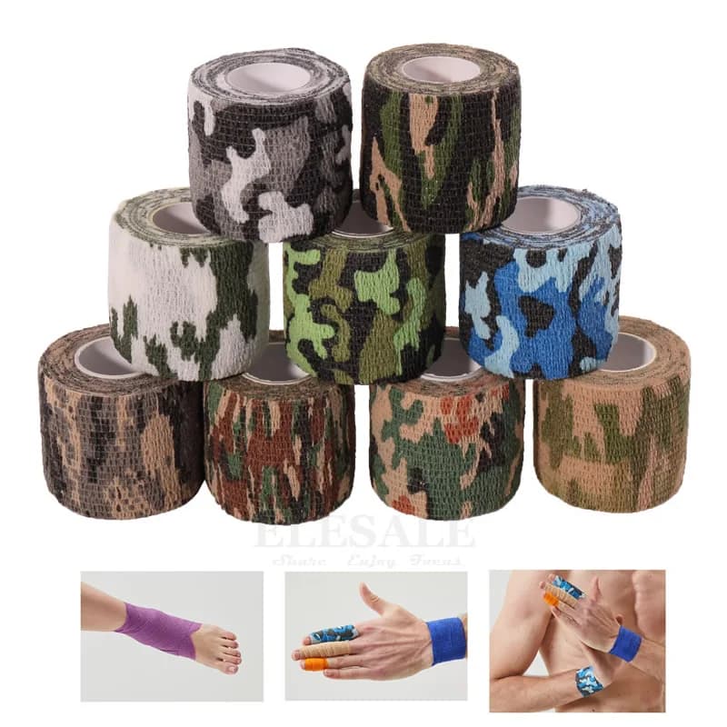 1pcs 5cm Multi-Function Self-Adhesive Camouflage Non-Woven Elastic Bandages Cohesive Wrap For Sports Emergency Wound Treatment