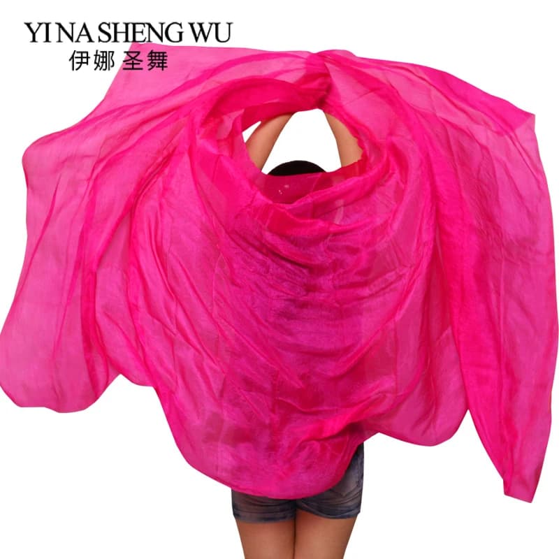 100% Silk Handmade Veils Belly Dance Performance Gradient Multi Color Silk Veil Belly Dance Accessories Kids Adults 5 Sizes